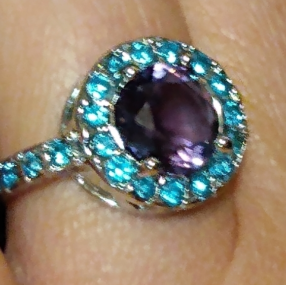🎉Silver Amethyst and Aquamarine CZ Ring - Picture 4 of 4